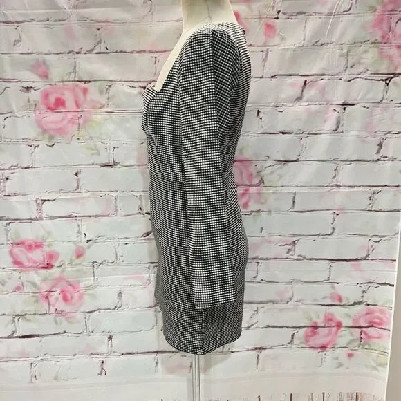 Abercrombie & Fitch Women's Long Sleeve Black /White Gingham Plaid Dress XS NWT - Picture 8 of 12